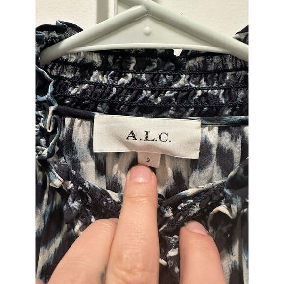 EUC A.L.C. Womens Cody Silk Halter Leopard-Print Dress Cream Blue 2 $495 - Picture 5 of 7